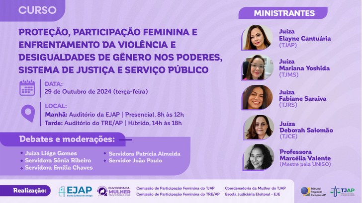 TRE Amapá e TJAP promovem evento sobre a participação feminina e enfrentamento à violência de Gê...